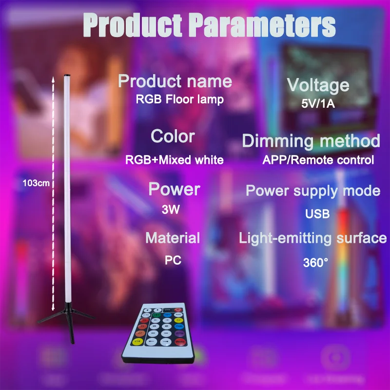 GlowBeam™ RGB Corner Lamp – LED Color‑Changing Floor Light for Aesthetic Room & TikTok Setup
